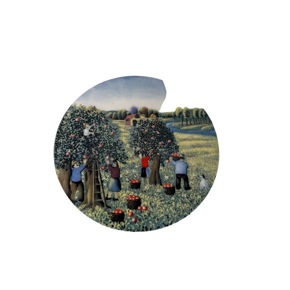 Vintage FOUR SEASONS Plate Tabletops Unlimited Apple Picking Theme Collectible - Picture 2 of 8